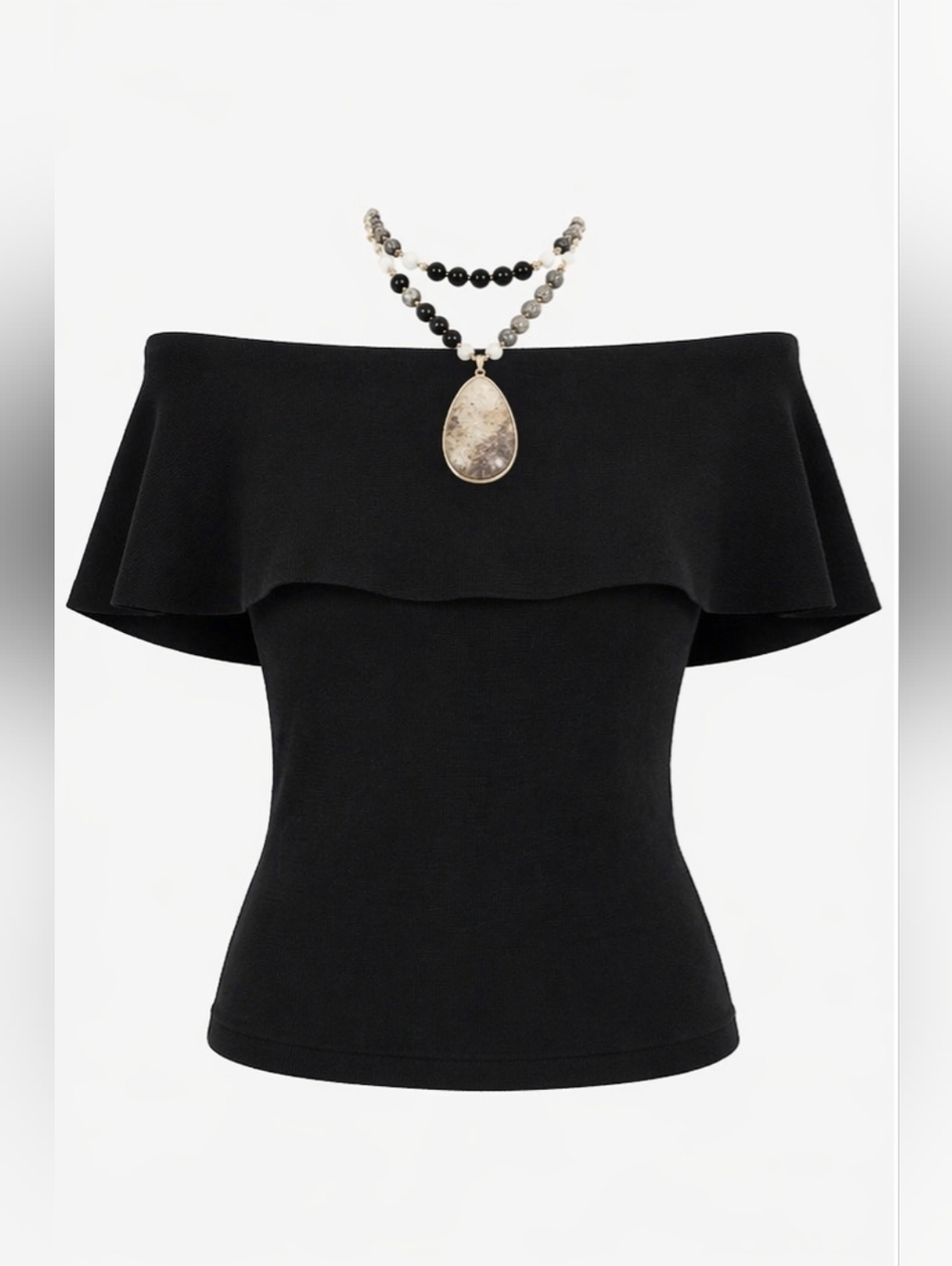 Ann Taylor off shoulder ruffle top black minimalist date night summer Feminine